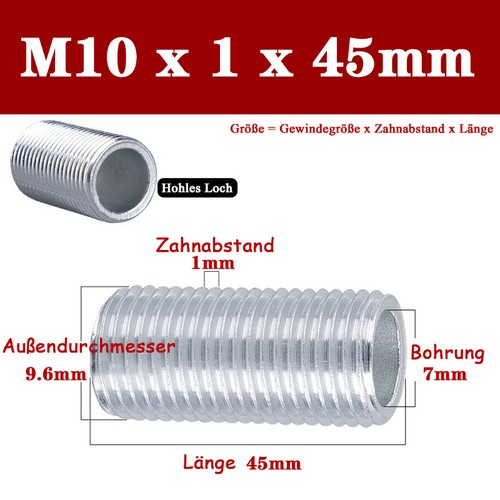M10 x 1 Oreja Roscada Galvanizada Dientes Finos Longitudes 10mm - 500mm Lámpara Accesorios - Imagen 15 de 31