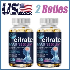 2 Bottles Magnesium Citrate 1000mg Capsules Super Strong Effective Vegan Capsule