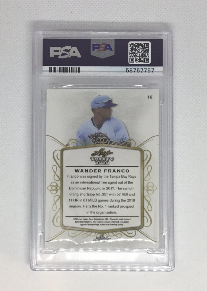 🔥Beautiful Card! 2020 Leaf Trinity Rays Wander Franco PSA 10 POP 2 - Image 2 of 2