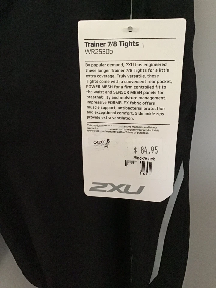 NWT 2XU Trainer 7/8 Tights  Leggings WR2530b Black/Black Womens Size Small B7 - Image 2 of 4