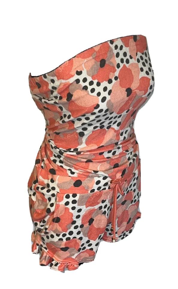 Sexy Mameluco Juicy Couture S Rosa Punto Floral Vintage Terry Lujo Playa Encubrimiento Foto 2 de 4