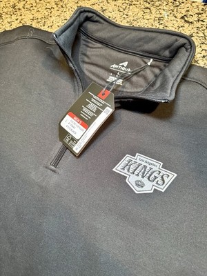 NWT Los Angeles LA Kings Black Antigua Quarter-Zip Pullover LARGE Pockets Fleece