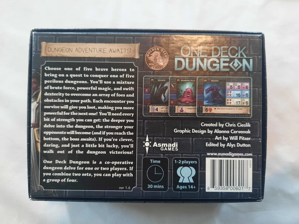 One Deck Dungeon Card Game Chris Cieslik Asmadi NEW Open Box - Image 2 of 3