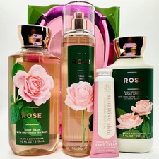 5/PCS BATH & BODY WORKS ROSE BODY LOTION, BODY MIST HAND CREAM & SHOWER GEL+BAG