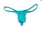 Men's Size L (USA-M) Sheer See Through T-Back Thong - Aqua - Waffled Fabric — photo 5