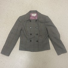 Vintage Liz Claiborne Plaid Houndstooth Blazer Jacket Double Breasted Size 8P