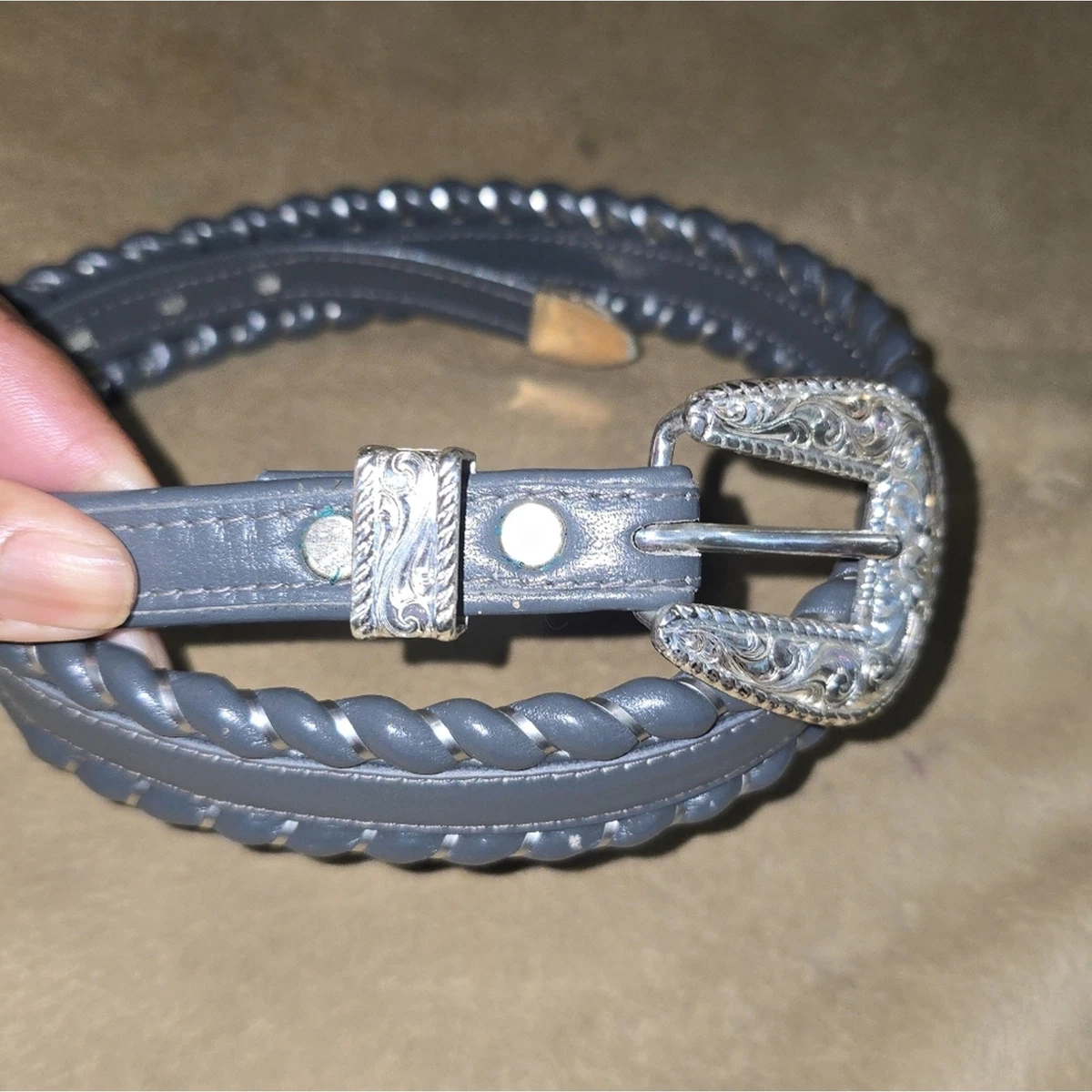 Justin Boots Vintage Brown/Blue Western Leather Belt with Blue Crystal Buckle Justin Men main image 3