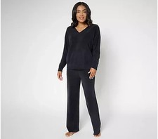 Barefoot Dreams CozyChic Ultra Pullover  Wide Leg Pant Set Black 3X A694282