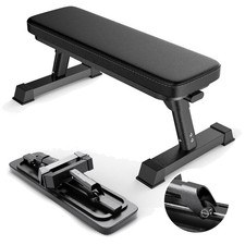 Banco plano plegable para entrenamiento con pesas - Capacidad de 1000 lb