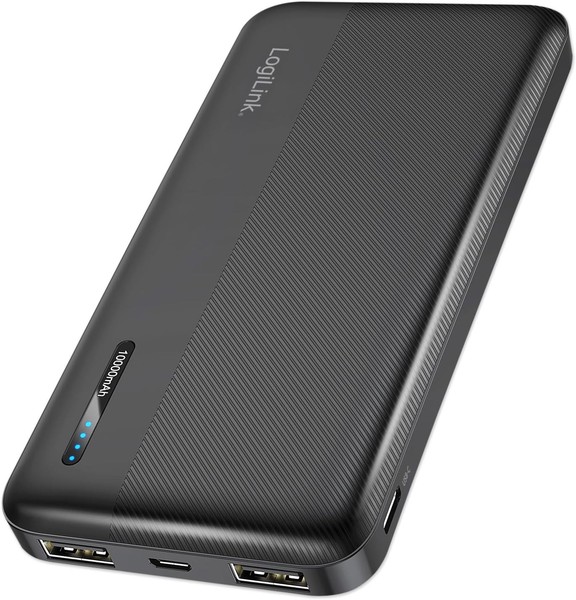 Power-Bank 10000Mah 2X USB-A USB-C Schnelllader Akku Batterie Zusatzakku Schwarz-image