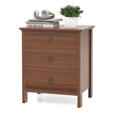 3-Drawer Nightstand Wooden Bedside Table Modern Side End Table Walnut