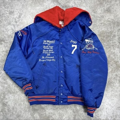 Vintage Aladen Jacket Mens Medium Blue Poor Boy Cruisers Softball Hooded 80s