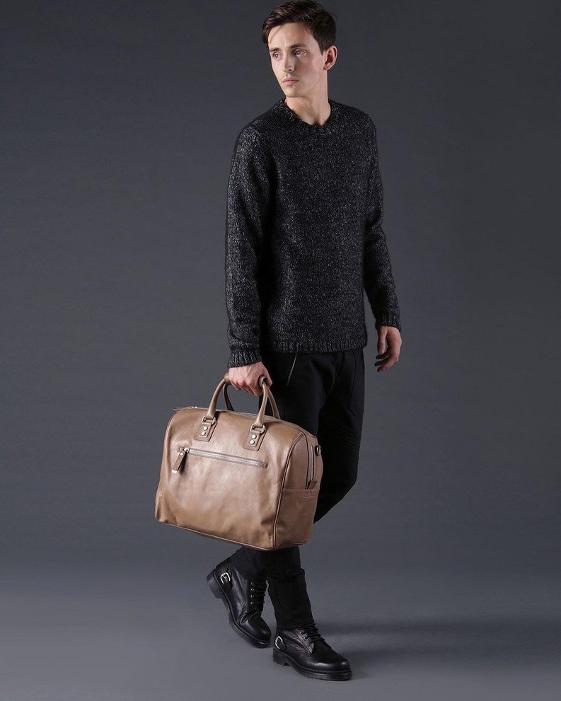 Diesel Black Gold Kaptein 36 Buffalo Leather Travel Bag Made Italy