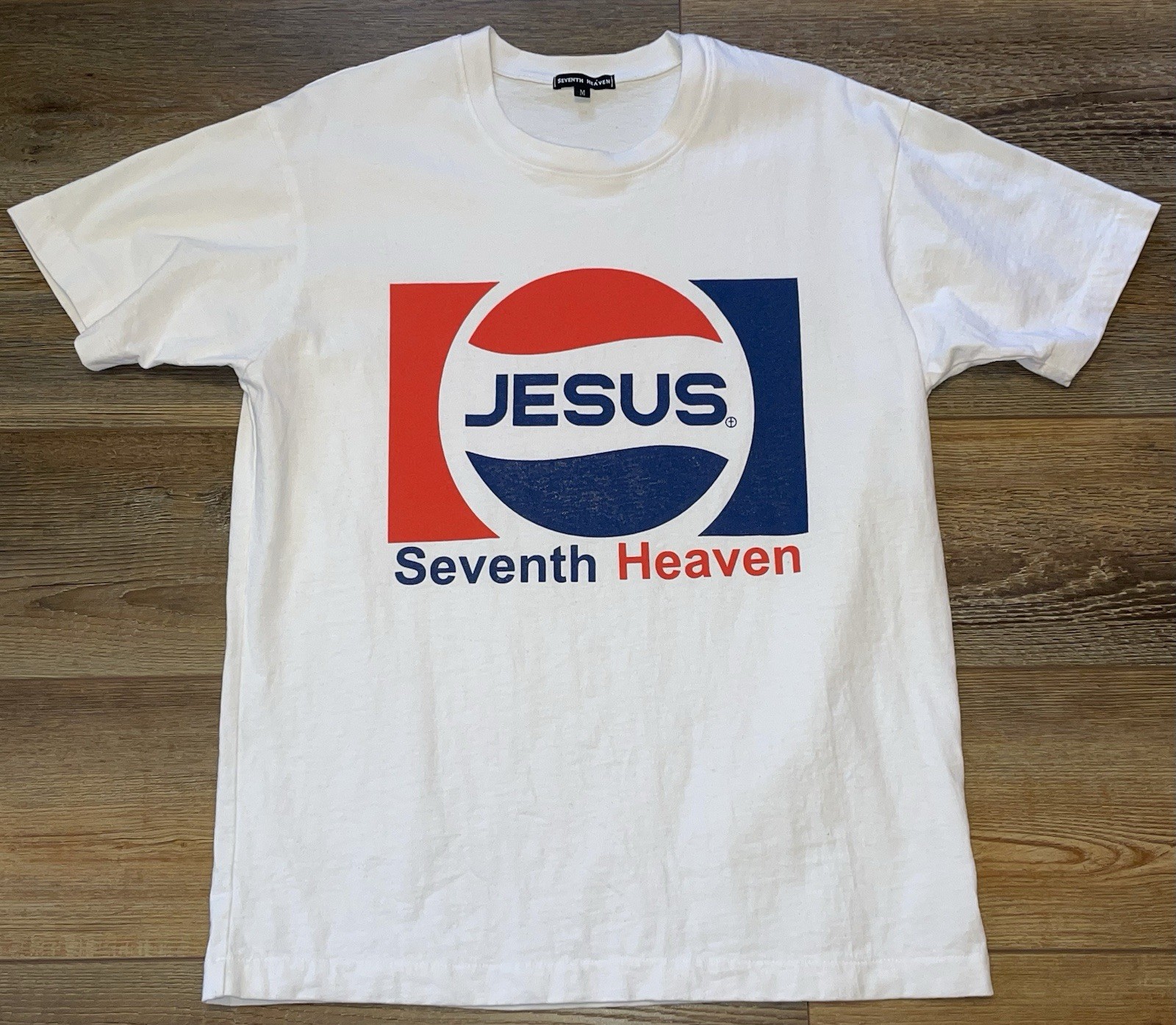 Seventh Heaven Jesus Pepsi Logo Tee Shirt Mens Medium Designer Fashion