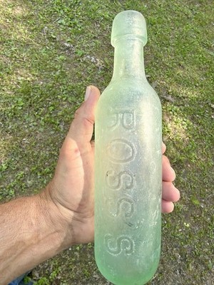 Antique ROSS S BELFAST Ireland Aqua Blob Top Soda Bottle Applied Lip 1800s