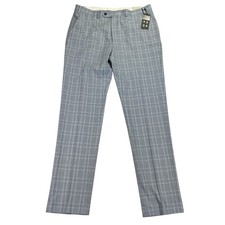 Alfani Mens Slim Fit Stretch Plaid Suit Pants Light Blue 36x34