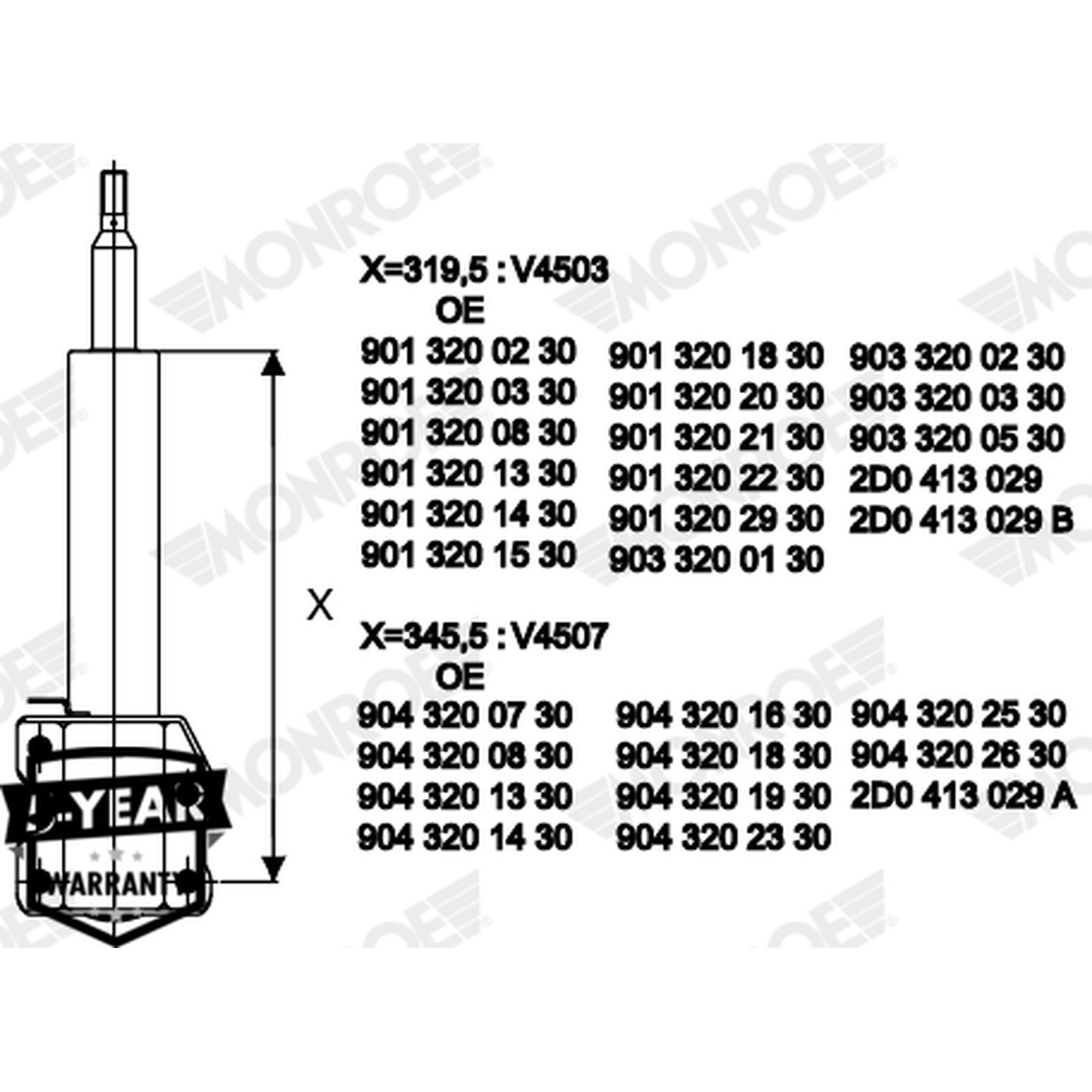 Shock Absorber Fits Mercedes-Benz VW LT Sprinter 2-T Sprinter 3-T MONROE V4507 - Image 7
