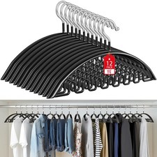 Clothes Hanger 12 Pack, Sweater Hangers No Shoulder Bump, 16.5 Inch Wide Heav...