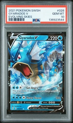 2021 POKEMON SWORD & SHIELD EVOLVING SKIES #028 GYARADOS V PSA 10