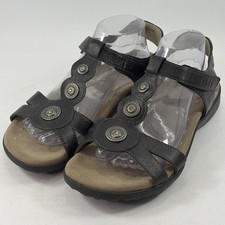 Taos Footwear Treasure 2 Sandals Women's Sz 11 Black Leather Strappy Comfort