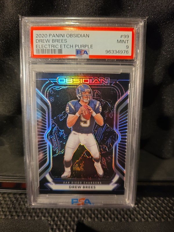 2020 Obsidian Drew Brees #99 Electric Etch Purple /100 PSA 9 Bookend 1/1 Comb 🚢