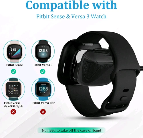Kabelloses Ladegerät für Fitbit Sense Versa 3 4 Watch USB Schnellladestation Kabel - Bild 3 von 12