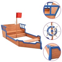 Tannenholz Sandkasten Piratenschiff Holzsandkasten Sandbox Sandkiste Vidaxl