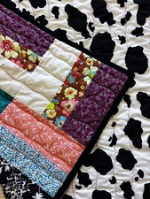 Quilt Reversible Coverlet 72 X 50 Colorful Patchwork Farmhouse Cottagecore Cabin