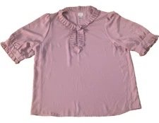 Women's A New Day Pink Ruffle Casual XL Polyester Top New Without Tags