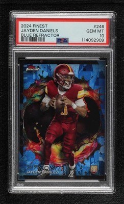 2024 Topps Finest Rare Blue Refractor /99 Jayden Daniels #246 Rookie RC w5p