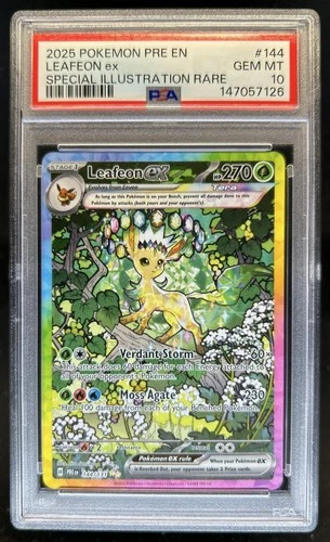 2025 Pokemon Prismatic Evolutions Leafeon ex #144/131 PSA 10 GEM MINT