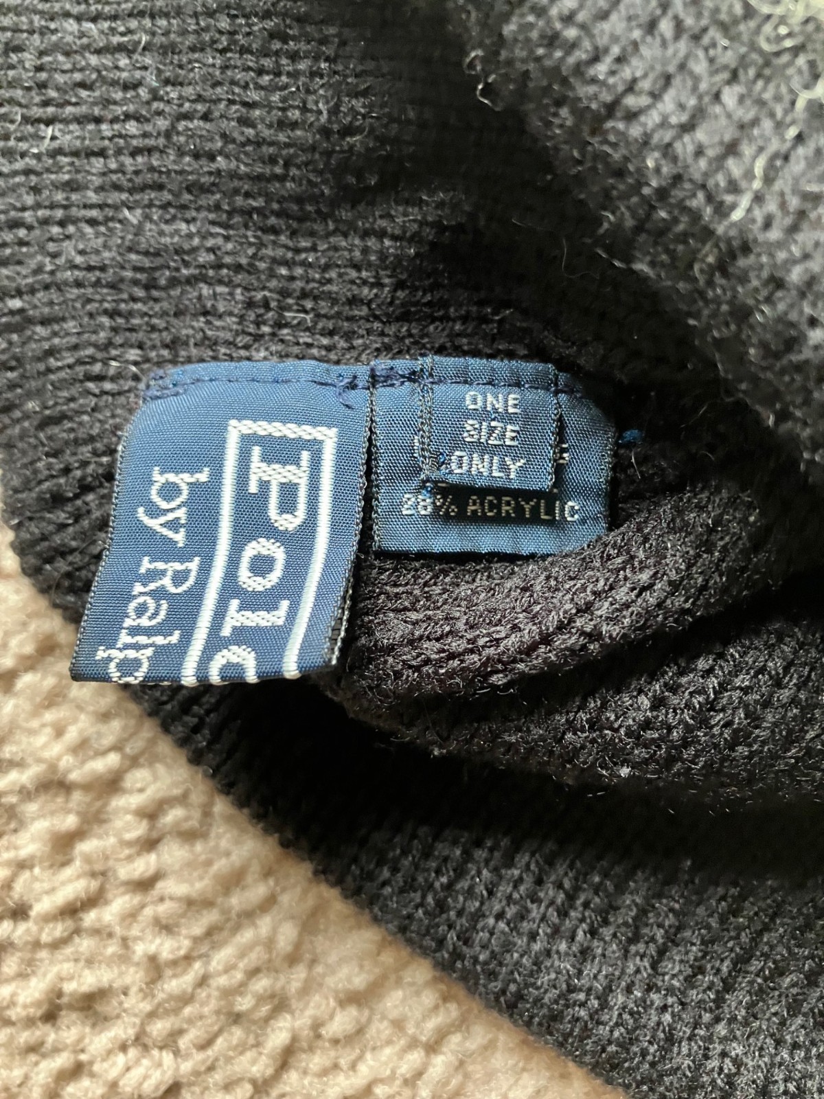 Vtg Polo Ralph Lauren Knit Beanie Hat Tassel Off-White & Black Wool One Size thumbnail 4