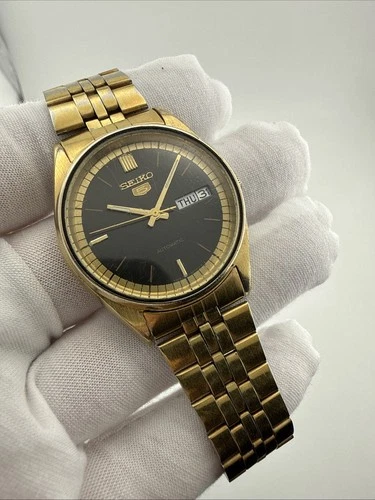 Seiko 6309-8900 Gold Tone Vintage Automatic Day & Date Mens Watch - Working