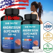 2 Pack 240 Count Magnesium Glycinate 500mg Capsules Sleep Stress Anxiety Bone US