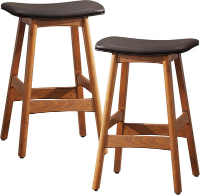 Set of 2 Springfield Saddle Seat Counter Height Stools, 25'' SH, Dark Brown