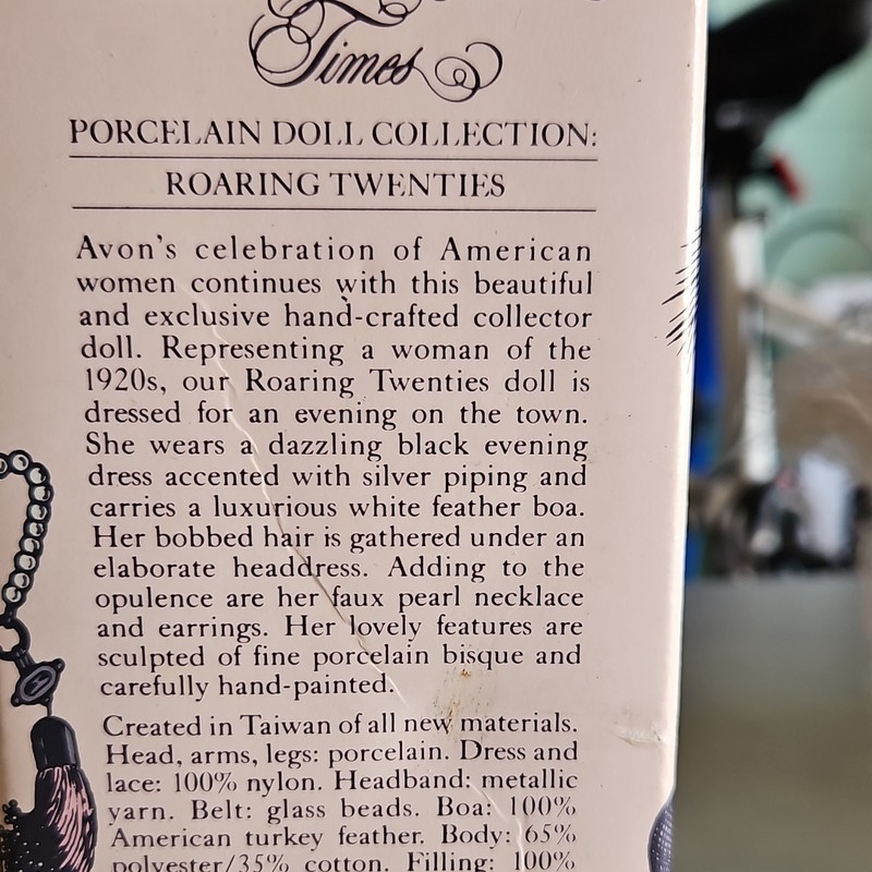 Avon Fashion of American Times Roaring Twenties Porcelain Girl Doll w/ Box
