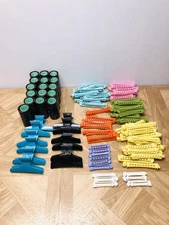 VTG PLASTIC SWING ARM PERMANENT HAIR ROLLERS Perm Rods Clips Lot of 129