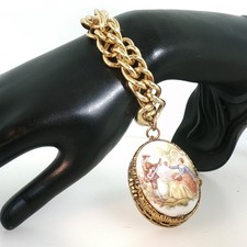 Vintage Mary Chess Gold-Tone Perfume Locket Bracelet Jewelry Collectible