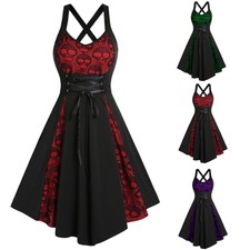 Damen Halloween Partykleid Midikleid A-Linie ...