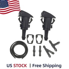 Windshield Wiper Washer Nozzle Kit - Universal Fluid Spray Jet & Hose for Cars