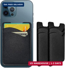 Leather Phone Wallet, Stick On Card Holder for Back of Phone Case - Compatible w