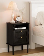 Nightstand, Boho Night Stand with 1 Drawers, Modern Side Accent Table with Op...