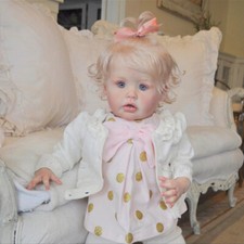 Painted Finished Reborn Baby Doll Rooted Hair Toddler Girl w/Cloth Body Gift