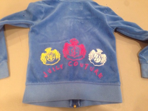 Juicy Couture Girl's 6 Blue Velour Hoodie - Picture 10 of 12