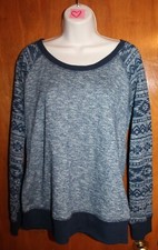 MAURICES Ladies' Medium SWEATSHIRT navy; raglan sleeve; lightweight EUC