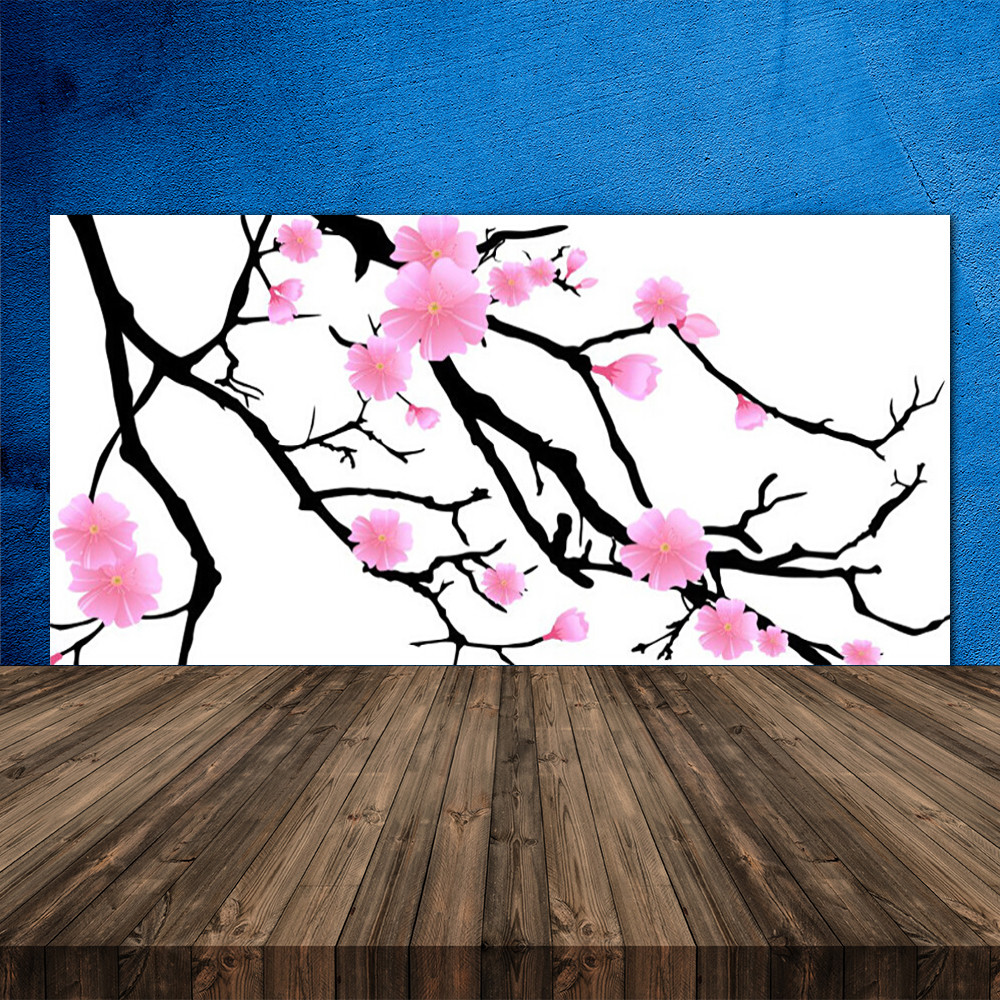 Crédence de cuisine en verre 120x60 cm à motif Art Branches et Fleurs