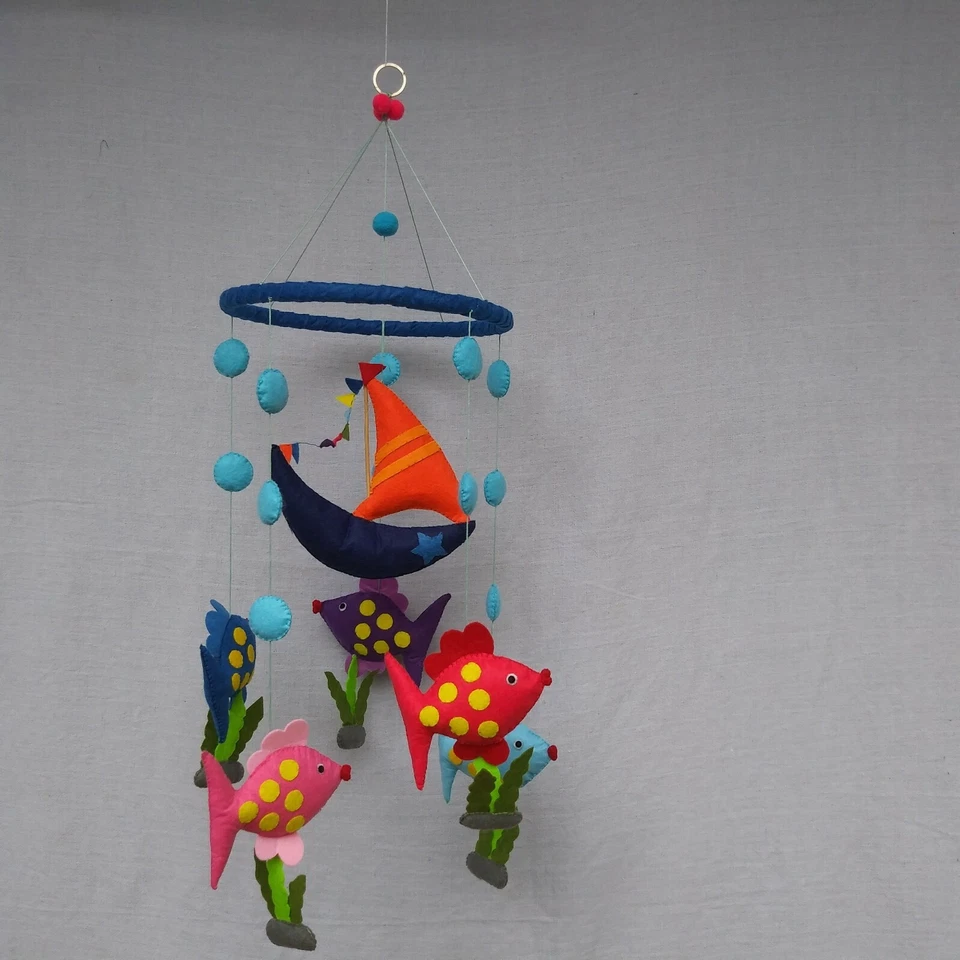 婴儿婴儿床移动/挂墙儿童房礼品装饰 3D 手工毡 MACRAME — 第 2/4 张图片