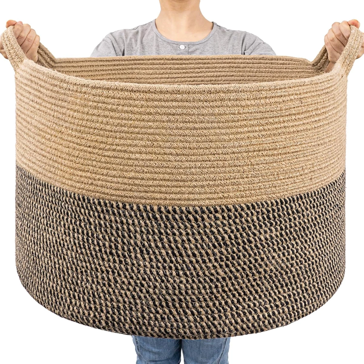 Extra Large Wicker Storage Basket 83L Woven Blanket Storage for