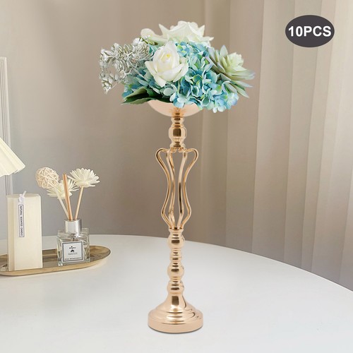 10Pcs Anniversary Ceremony Trumpet Vase Wedding Party Event Decoration Vase Gold