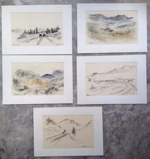 Franz Ehmke *1928 -2018 DDR Painter. 5 Pastels Italy Apennine Mountain Range